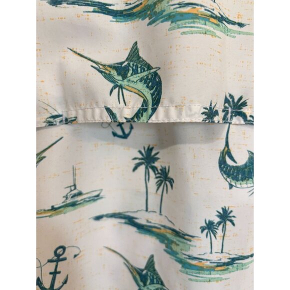 Izod Saltwater Shirt Marlin Fishing Nautical Anchors Vented Button Up Mens XL - Picture 10 of 12